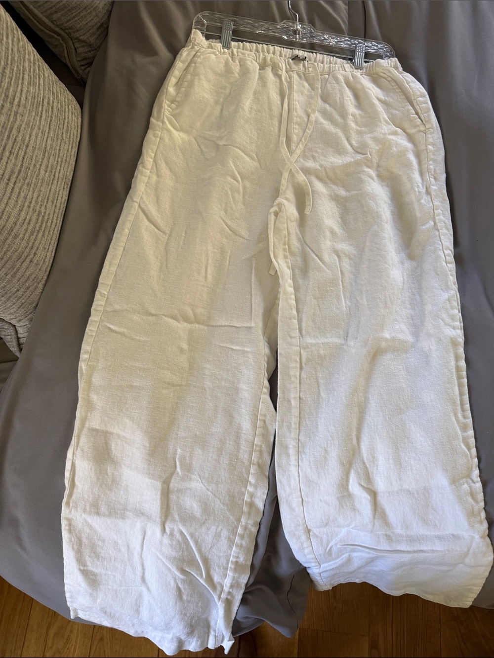 Lightweight White Linen Drawstring Pants